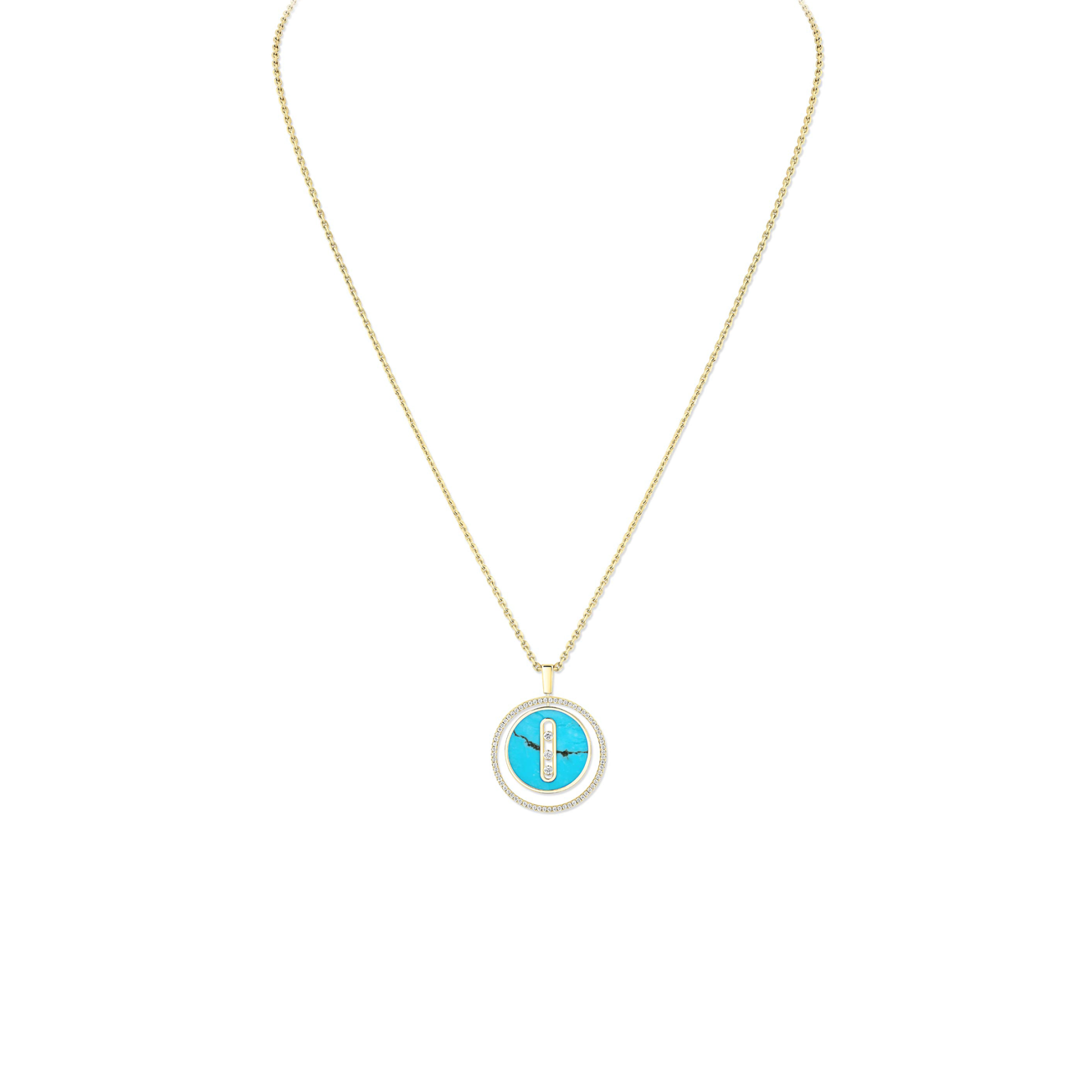 MESSIKA LUCKY MOVE TURQUOISE NECKLACE MEDIUM YELLOW GOLD DIAMOND NECKLACE 10836
